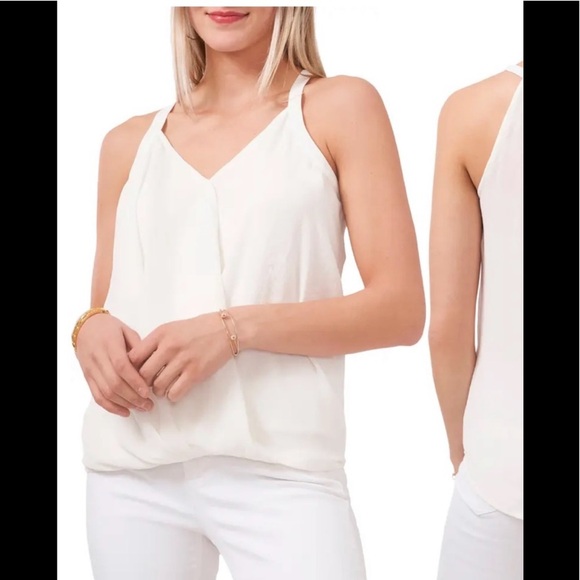 154. Vince Camuto Surplice Wrap Blouse in New Ivory - Picture 1 of 14